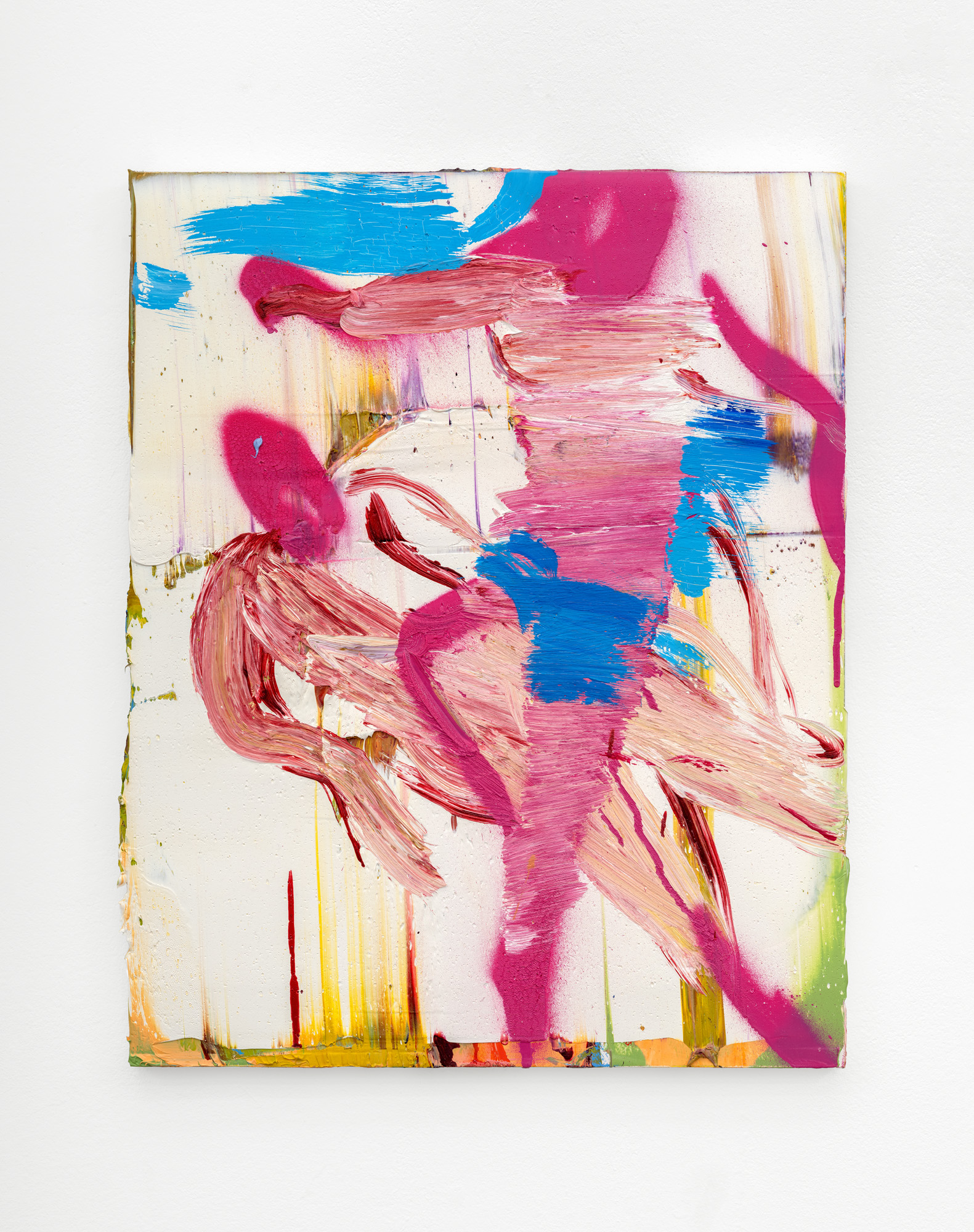 Diagonals in Magenta 40x50 cm, Oil and acrylic spray on wood panel, 2025