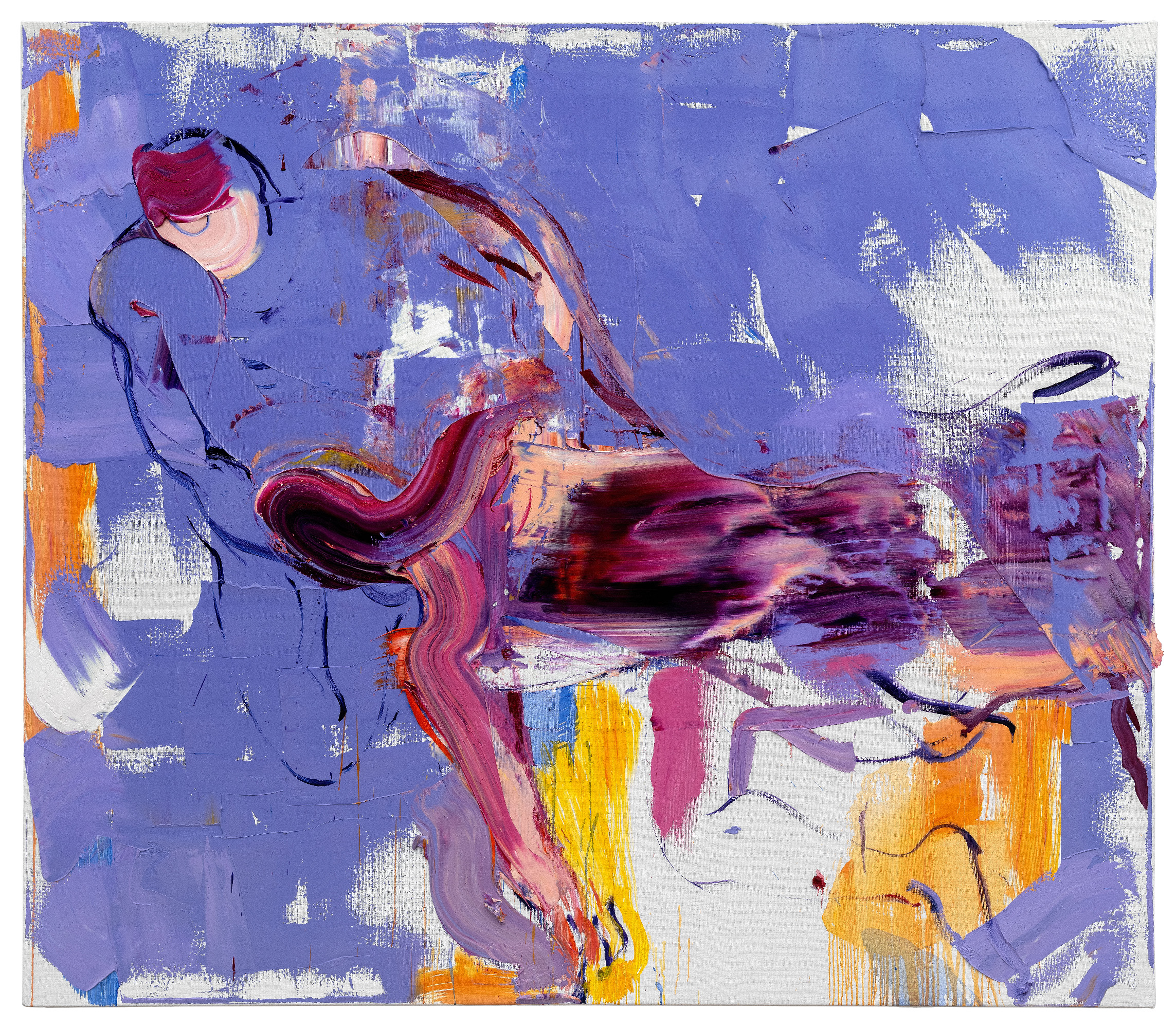 Ballad Of A Meeting In Purple, 230x200 cm, oil on canvas, 2025 (Close Up)